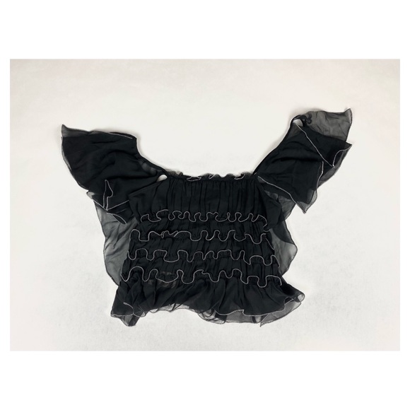 Max Studio Black Silk Ruffled Tank Top - Picture 6 of 8